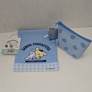 Sanrio 2024 Blue Tuxedosam Zippered Pouch and Cinnamoroll & Pompompurin Pouch